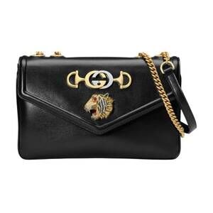NEW GUCCI women's rajah medium shoulder bag in black